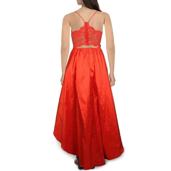 B. Darlin Taffeta Lace High Low Red Cocktail Party Formal Dress Evening Gown - Picture 2 of 15